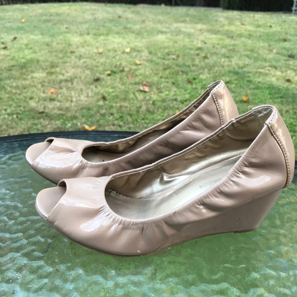 BCBGeneration Peep Toe Wedge